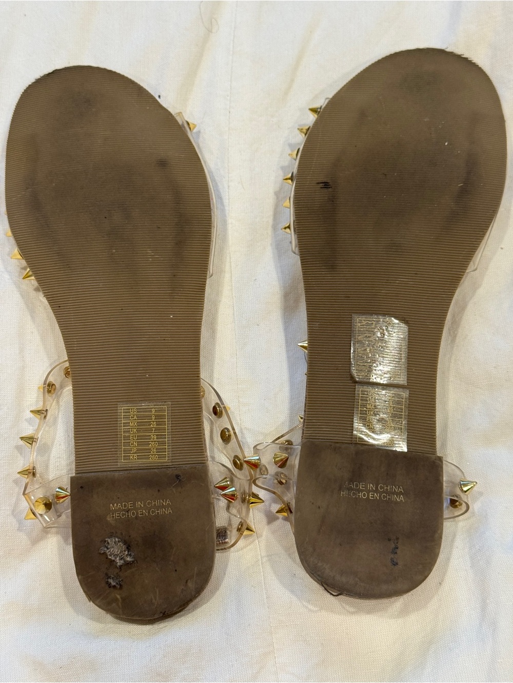 Forever 21 Clear Studded Sandals with Nude Footbed - Picture 3 of 4